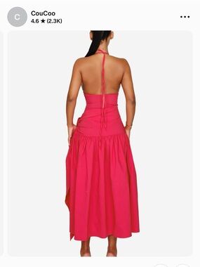 CouCoo Hot Pink Backless Halter Maxi Dress